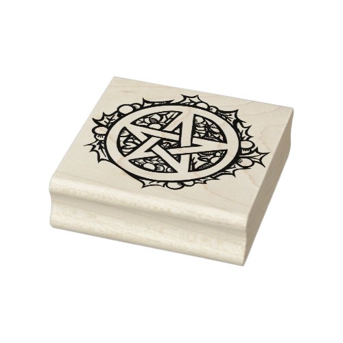 Yule Pentacle Merry Yule Blessings Rubber Stamp