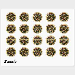 Yule Pentacle Pagan Winter Solstice Symbol Classic Round Sticker