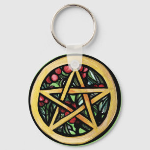 Yule Pentacle  Pagan Winter Solstice Symbol        Keychain