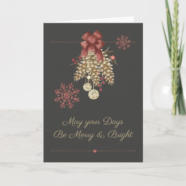  Yule Sabbat Merry & Bright Greeting Card (Front)
