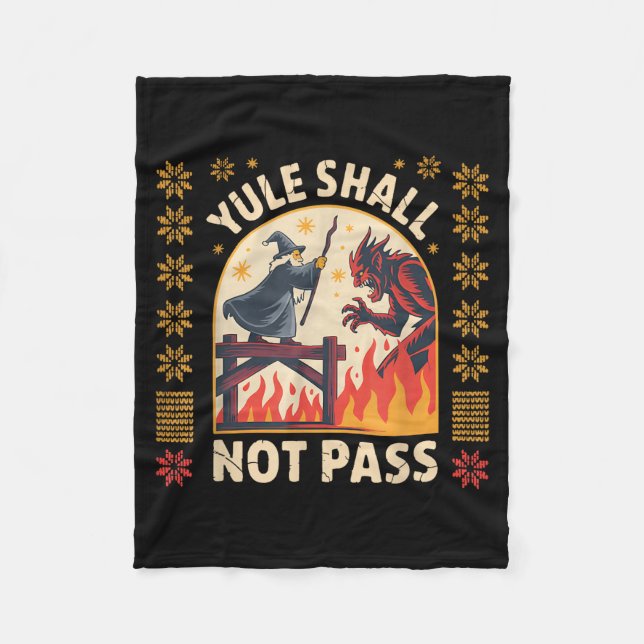 Yule Shall Not P Fantasy Krampus Holiday Pun Funny Fleece Blanket (Front)