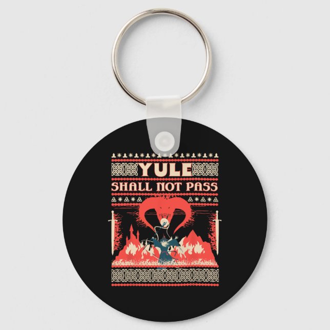 Yule Shall Not P Fantasy Wizard Holiday Pun Funny  Keychain (Front)