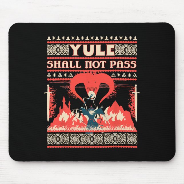 Yule Shall Not P Fantasy Wizard Holiday Pun Funny  Mouse Pad (Front)