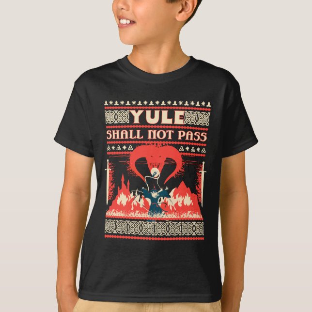 Yule Shall Not P Fantasy Wizard Holiday Pun Funny  T-Shirt (Front)