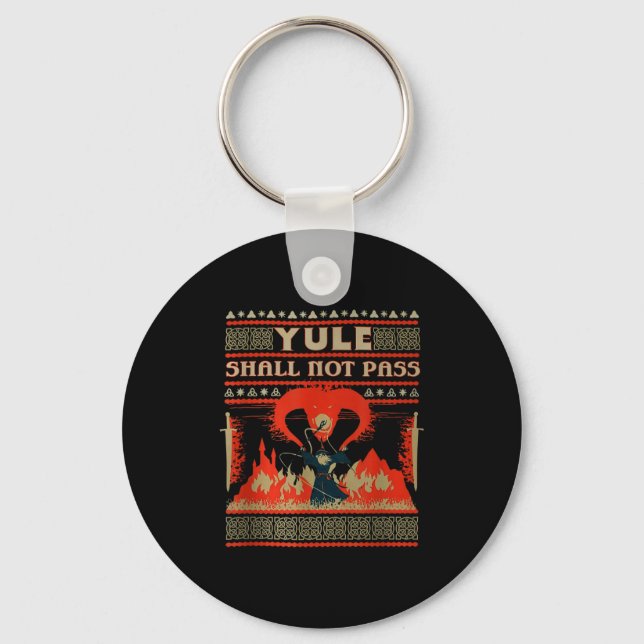 Yule Shall Not P Fantasy Wizard Holiday Pun  Keychain (Front)