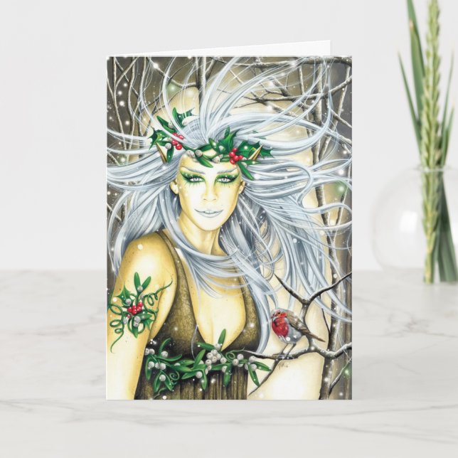 Yule Snow Queen Faerie Holiday Card (Front)