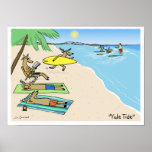 "Yule Tide" - Santa and Reindeer Beach Vacation Poster<br><div class="desc"></div>