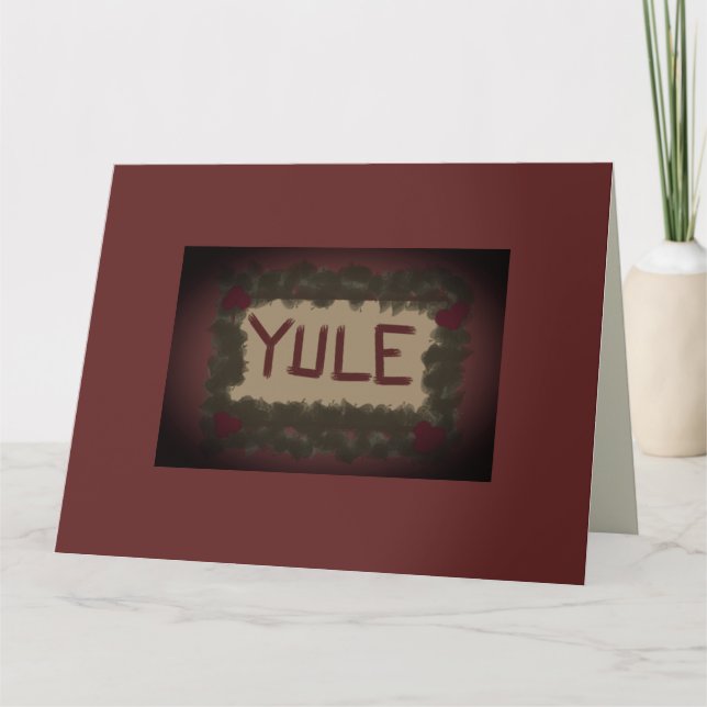 Yule Tidings & Holly Berries Christmas Card (Front)
