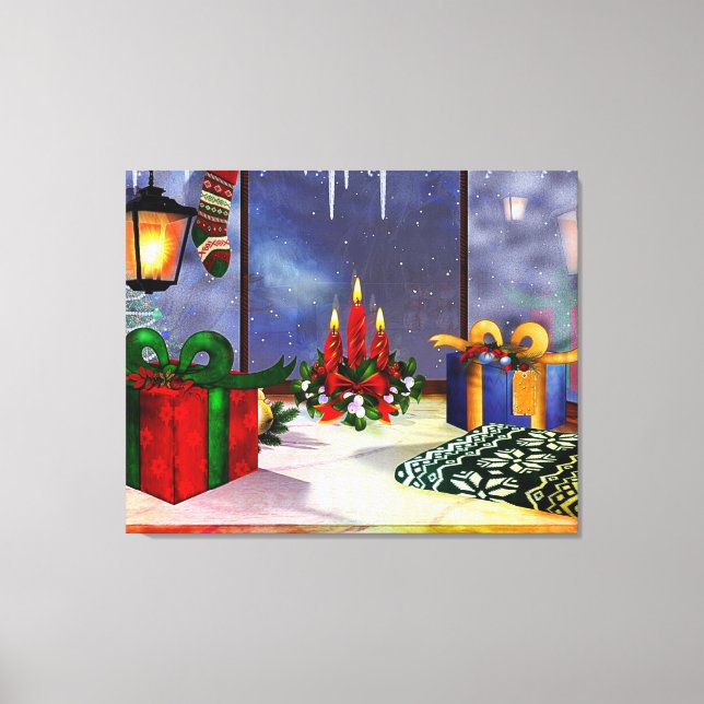 Yule Time Reflections Holiday Art Canvas Print (Front)