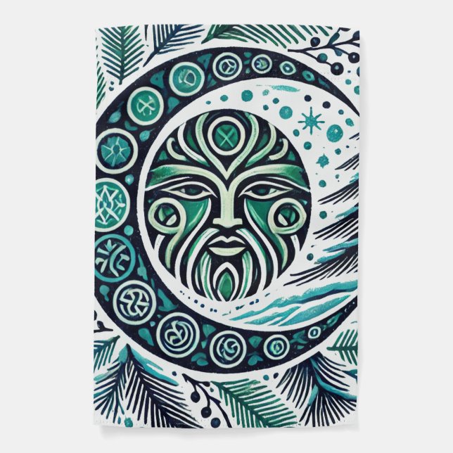Yule Winter Solstice Greenman                      Garden Flag (Front)
