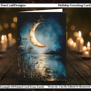 Yule & Winter Solstice Moonlight Water Reflection Holiday Card