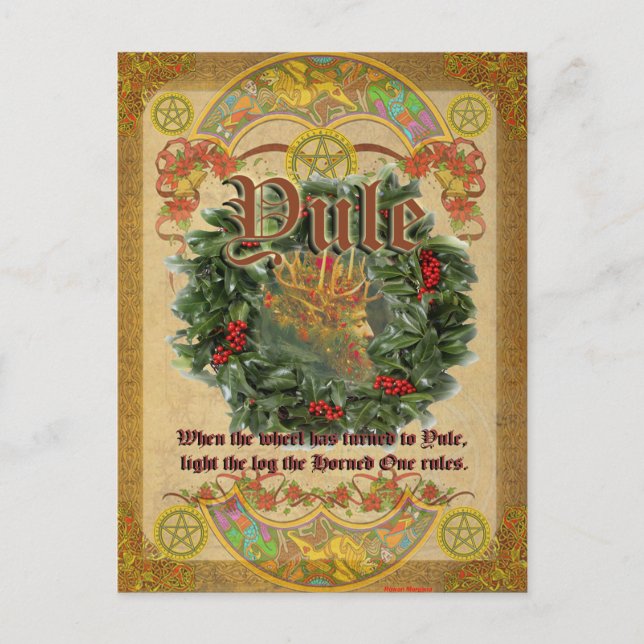 Yule Winter Solstice Pagan Fantasy Art Postcard (Front)
