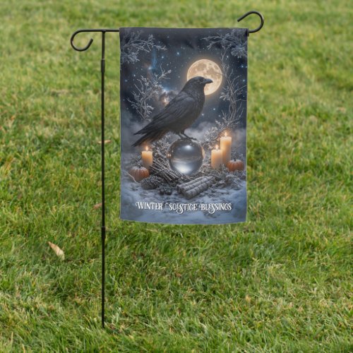 Yule Winter Solstice Raven Decor Garden Flag