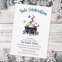 Yule Winter Solstice Witch Cauldron Holly Snow
