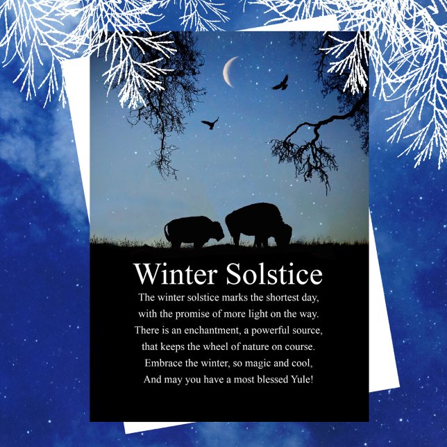 Yule Winter Solstice with Buffalo and Moon Card (Creator Uploaded)