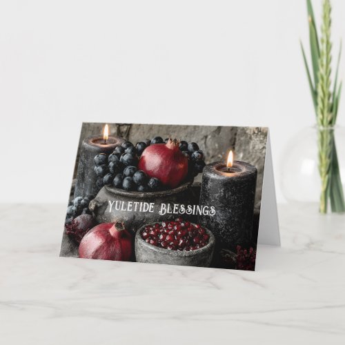 Yuletide Blessings Gothic Christmas Fruit Holiday Card