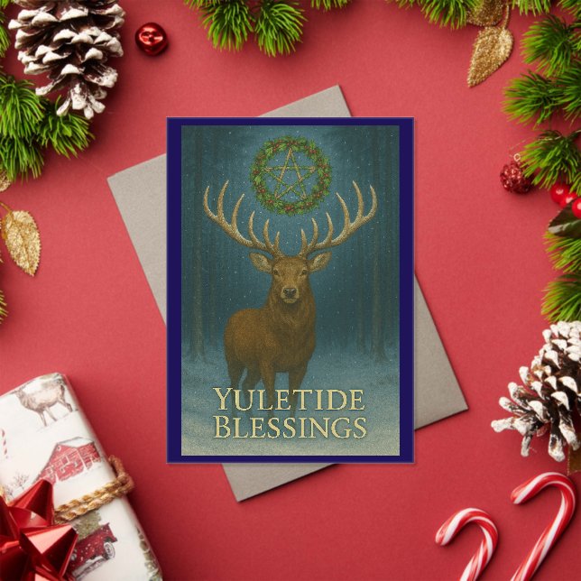 Yuletide Blessings Stag Acrylic Invitation Card (Insitu (Holiday))