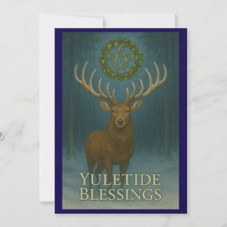 Yuletide Blessings Stag Invitation Card