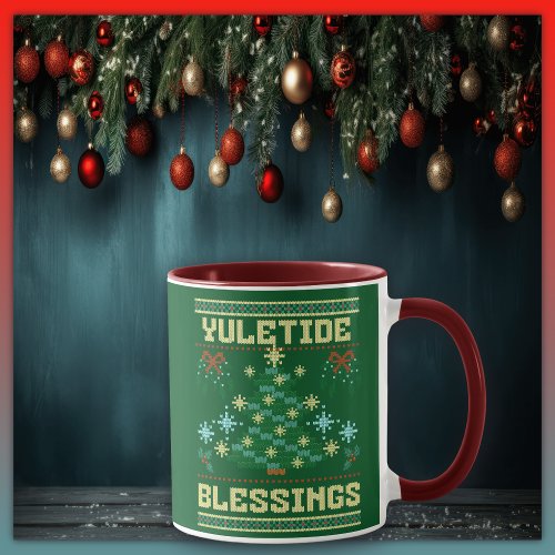 Yuletide Blessings Ugly Sweater Design Mug