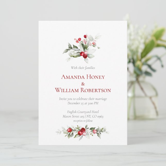 Yuletide Bliss: Christmas Wedding Card (Standing Front)