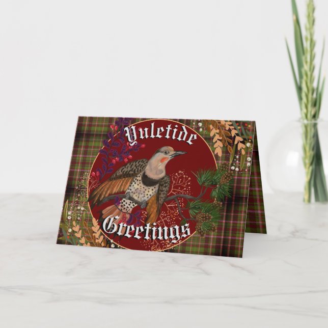 Yuletide Greetings Northern Flicker  Card (Front)