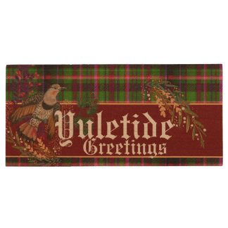 Yuletide Greetings Northern Flicker Wood Flash Drive