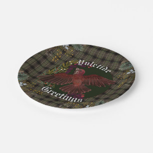 Yuletide Greetings Purple Finch Paper Plates