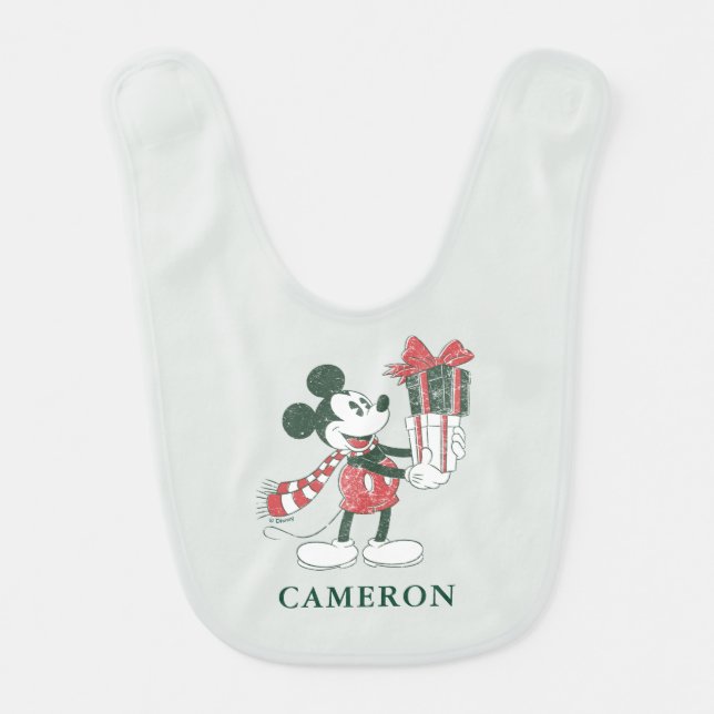 Yuletide Joy | Merry Christmas Mickey Baby Bib (Front)