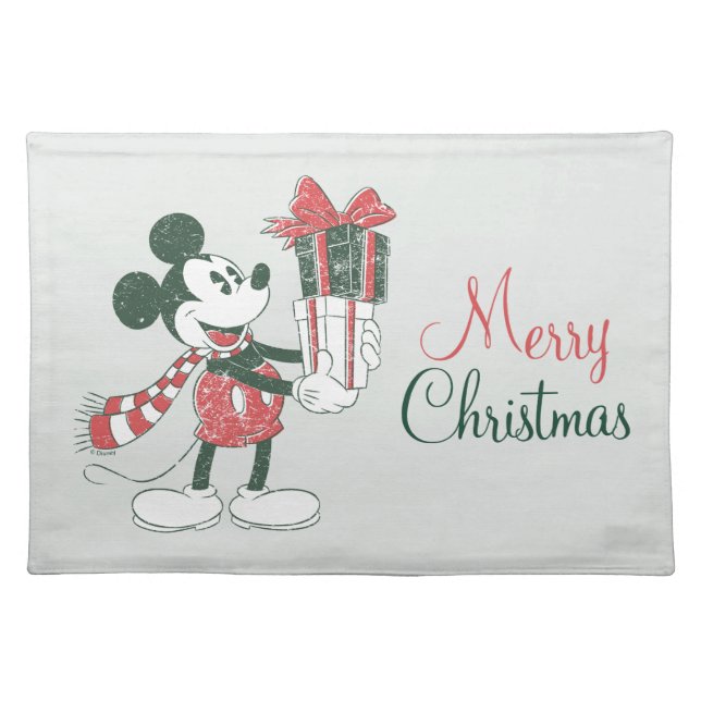 Yuletide Joy | Merry Christmas Mickey Cloth Placemat (Front)