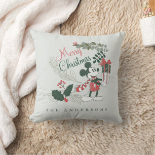 Yuletide Joy Merry Christmas Mickey - Family Throw Pillow