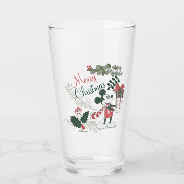 Yuletide Joy | Merry Christmas Mickey Glass (Front)