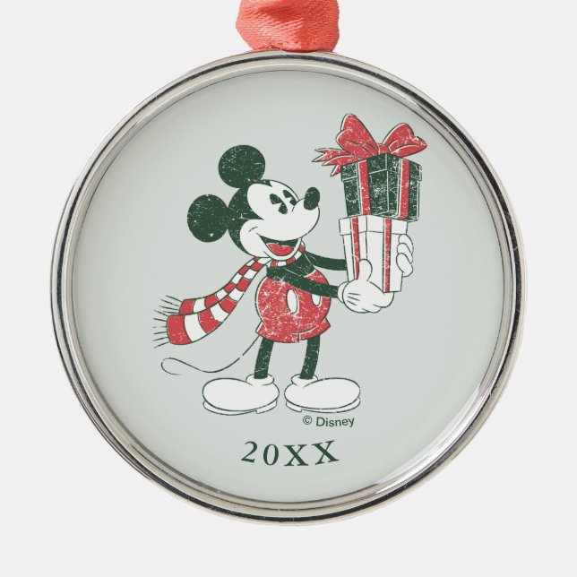 Yuletide Joy | Merry Christmas Mickey Metal Ornament (Front)