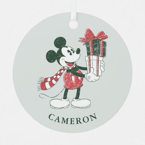 Yuletide Joy  Merry Christmas Mickey Metal Ornament