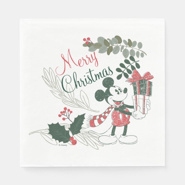 Yuletide Joy | Merry Christmas Mickey Napkins (Front)