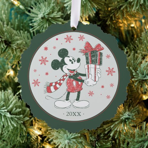 Yuletide Joy  Merry Christmas Mickey Ornament Card