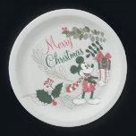 Yuletide Joy | Merry Christmas Mickey Paper Plates<br><div class="desc">Celebrate the holiday and your love of Mickey with this cute graphic featuring Mickey carrying Christmas gifts.</div>