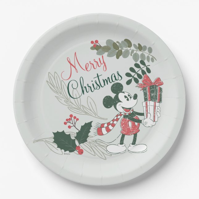 Yuletide Joy | Merry Christmas Mickey Paper Plates (Front)