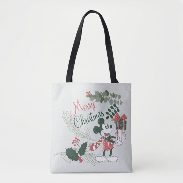 Yuletide Joy | Merry Christmas Mickey Tote Bag (Front)