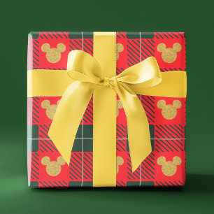 Yuletide Joy   Mickey Christmas Plaid Pattern 2 Wrapping Paper