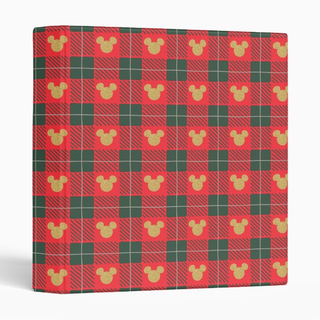 Yuletide Joy | Mickey Christmas Plaid Pattern 3 Ring Binder (Front/Spine)