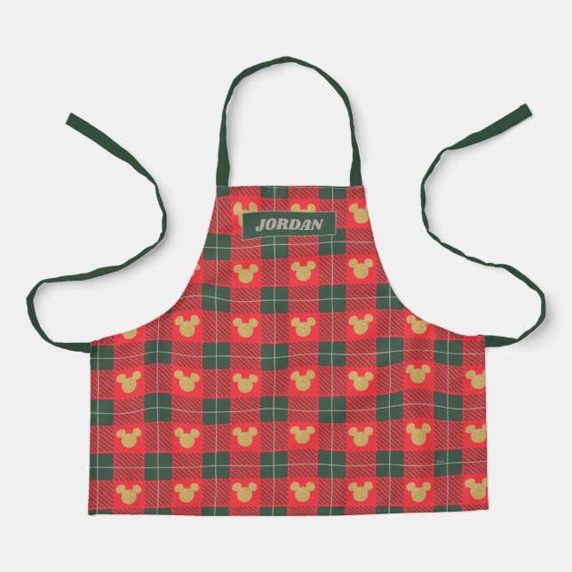 Yuletide Joy | Mickey Christmas Plaid Pattern Apron (Front)