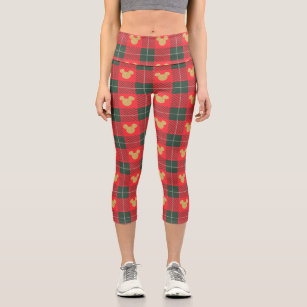 Snowflake Leggings Red And Green Plaid Christmas