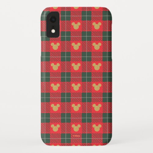 Yuletide Joy  Mickey Christmas Plaid Pattern iPhone XR Case