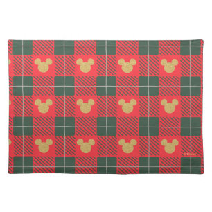 Yuletide Joy Mickey Christmas Plaid Pattern Cloth Placemat