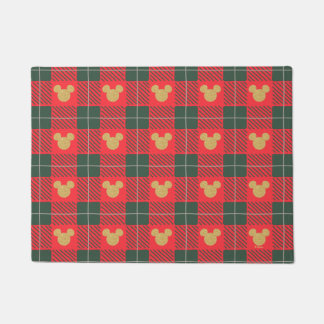 Yuletide Joy | Mickey Christmas Plaid Pattern Doormat