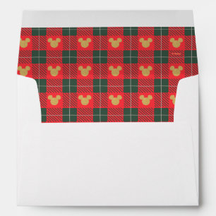 Yuletide Joy Mickey Christmas Plaid Pattern Envelope