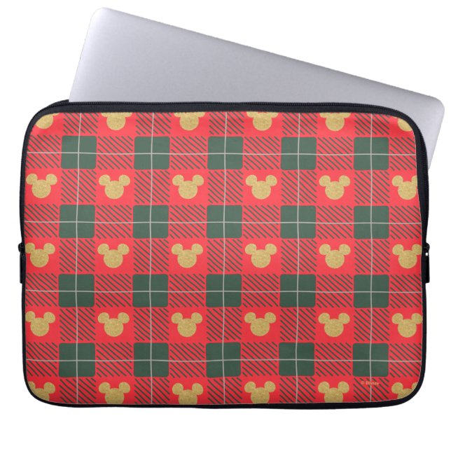 Yuletide Joy | Mickey Christmas Plaid Pattern Laptop Sleeve (Front)