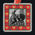 Yuletide Joy | Mickey Christmas Plaid Pattern Metal Ornament<br><div class="desc">Celebrate the holiday and your love of Mickey with this cute graphic featuring a gold Mickey in a red and green plaid pattern.</div>