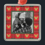 Yuletide Joy | Mickey Christmas Plaid Pattern Metal Ornament<br><div class="desc">Celebrate the holiday and your love of Mickey with this cute graphic featuring a gold Mickey in a red and green plaid pattern.</div>