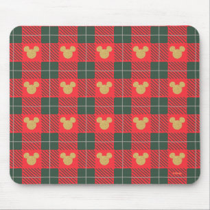 Yuletide Joy   Mickey Christmas Plaid Pattern Mouse Pad